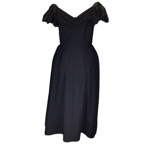SIMONE ROCHA BLACK SHORT SLEEVED WOOL MIDI DRESS - Picture 3 of 5
